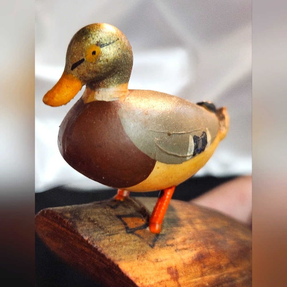Vintage Duck Shorebird Driftwood Hand Carved Handpainted Folk Art Avian Hunting